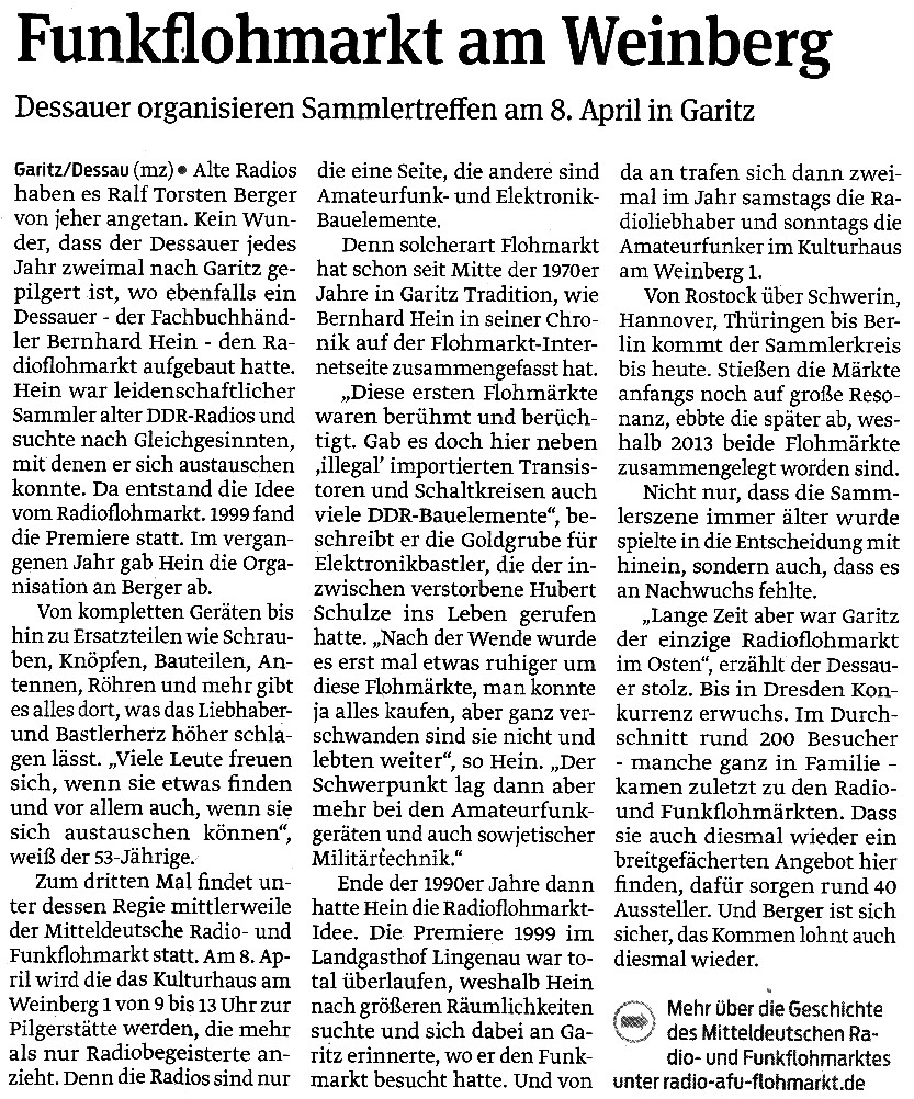 Artikel Volksstimme 7.4.2017